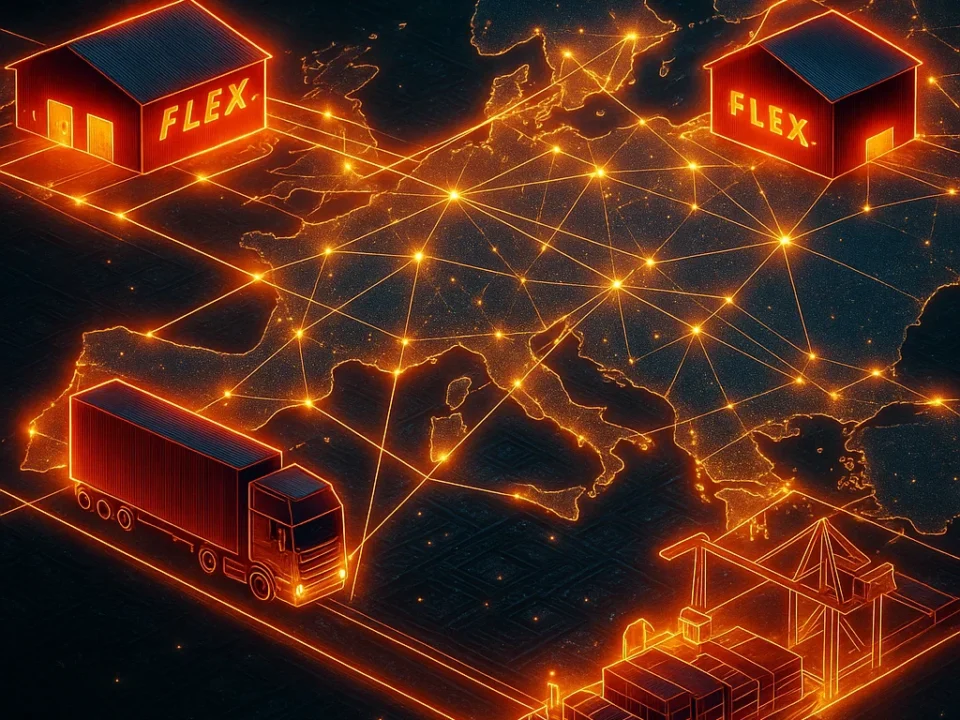 FLEX Logistik blockchain network connecting warehouses and fleets across Europe