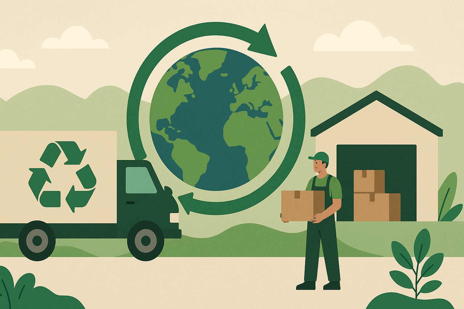 a warehouse worker in a futuristic renewable environment